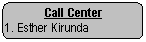 Rounded Rectangle: Call Center    1. Esther Kirunda       